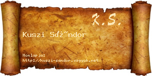 Kuszi Sándor névjegykártya